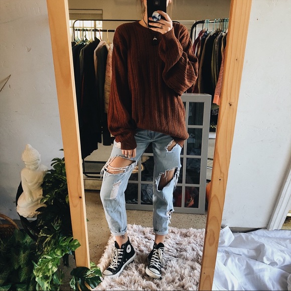 Izod Sweaters - Burnt Orange Chunky Boho Sweater Thick Knit Grunge